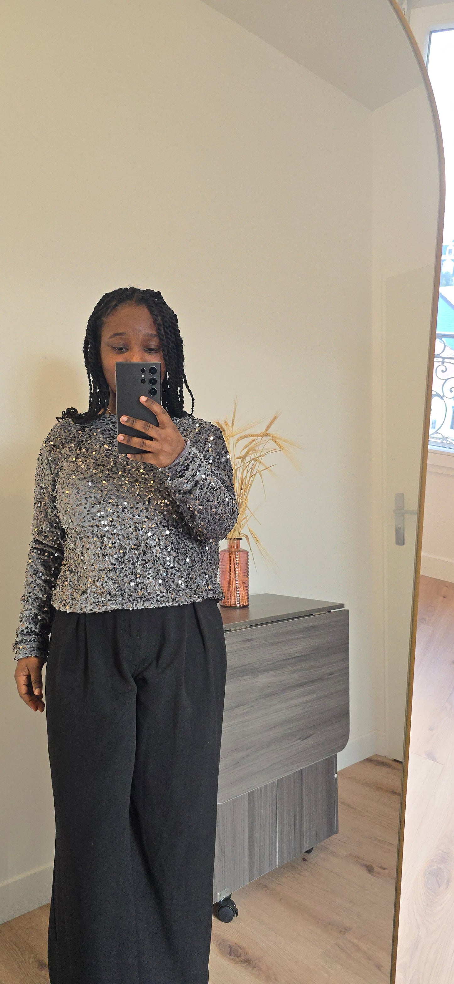 Veste à noeud sequins gris
