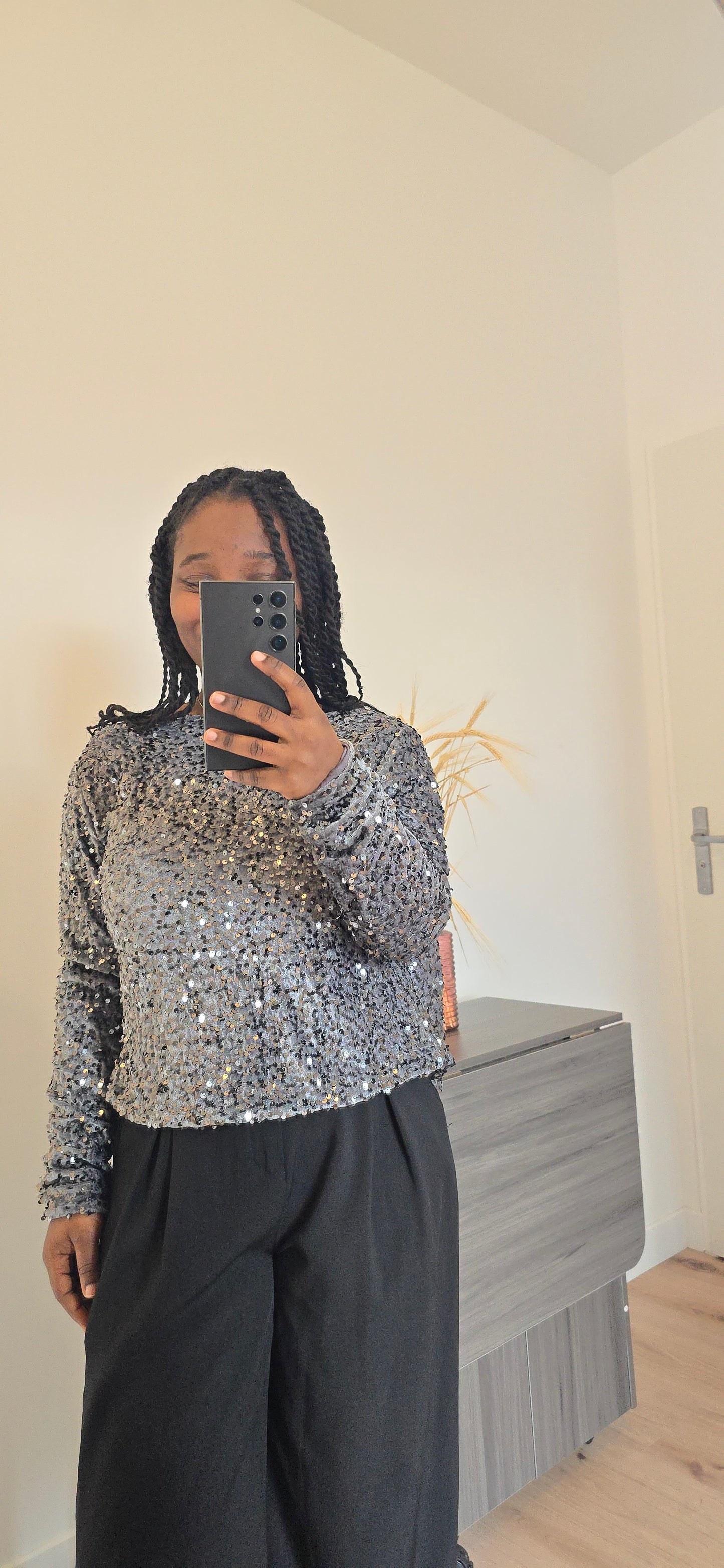 Veste à noeud sequins gris