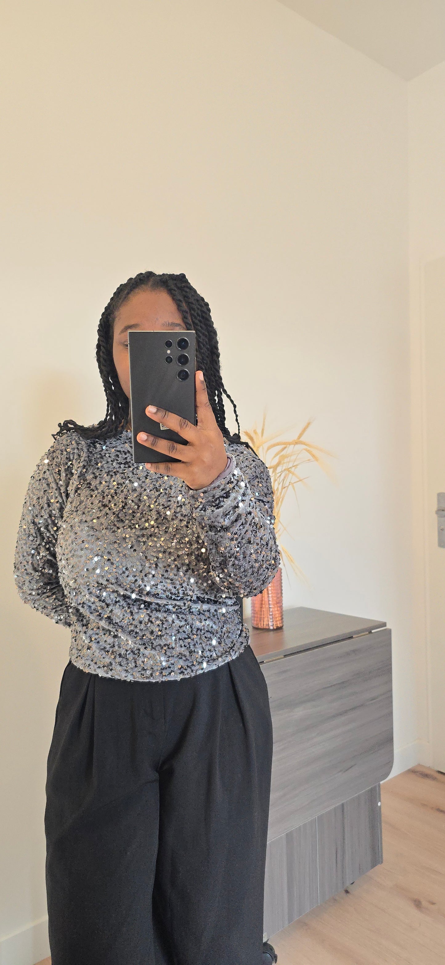 Veste à noeud sequins gris