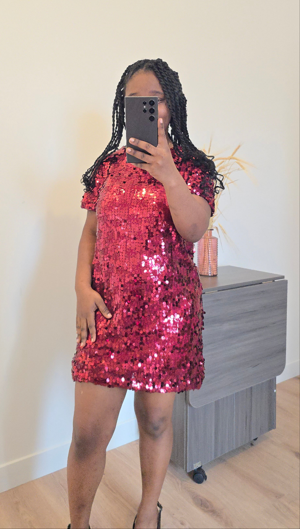 Robe paillette bordeaux