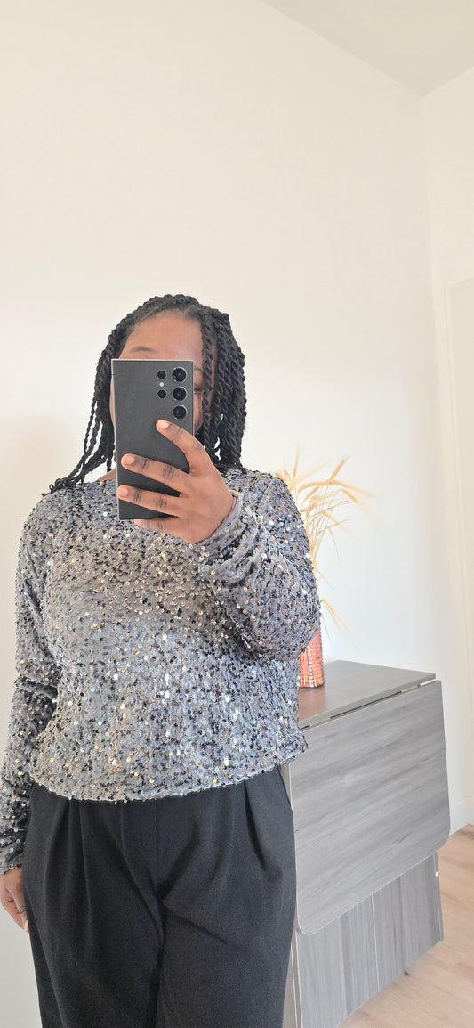 Veste à noeud sequins gris