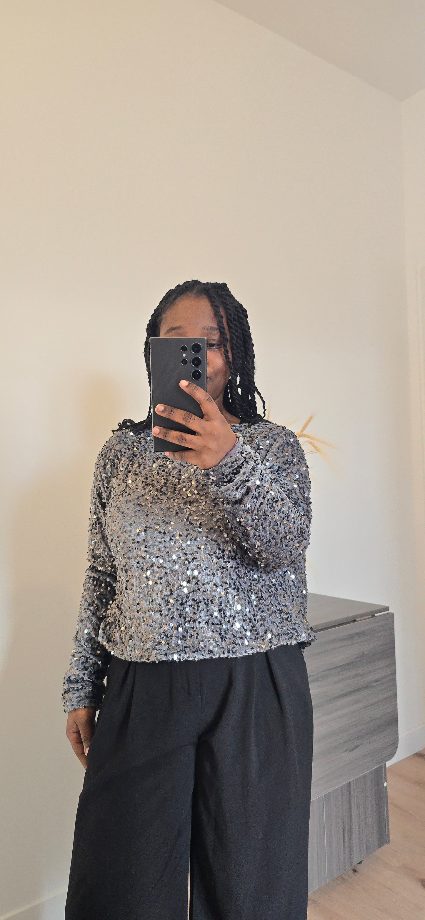 Veste à noeud sequins gris