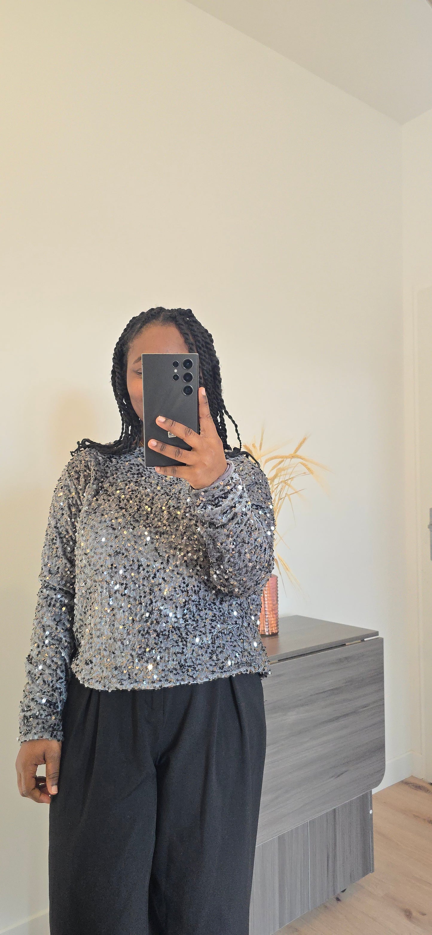 Veste à noeud sequins gris